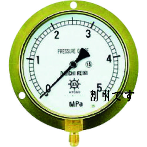 タスコ　圧力計（１／４″フレア、下出し、１００φ、つば付）　